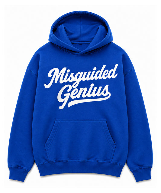 Misguided Genius Scrip Lettering Blue Hoodie